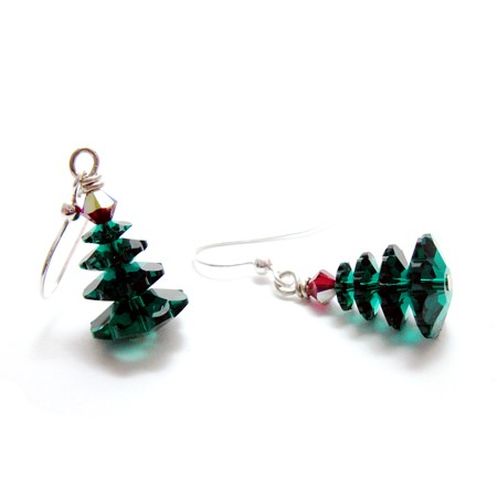 Christmas Tree Crystal Earrings - Click Image to Close